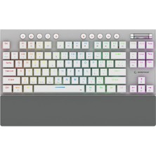 Aesco Rampage Beru Beyaz 2.4g + Bt Wireless Rgb Red Swıtch Mekanik Gaming Oyuncu Klavye Slim Low Profile Tkl