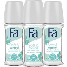 Aesco Fa Soft & Control Roll-On 50 ml Kadın Deodorant - 3 Adet 48 Saat Kalıcı Yasemin Kokusu
