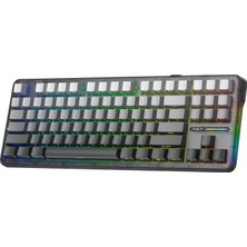 Aesco Aula F87 Pro Mekanik Rgb Tkl Graywood V4 Switch Kablosuz Makrolu Hot Swap Klavye Gradyan Gri