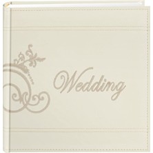 Aesco Pioneer Photo Albums Işlemeli Scroll ve Düğün Dikili Suni Deri Kapak Fotoğraf Albümü, Fildişi,