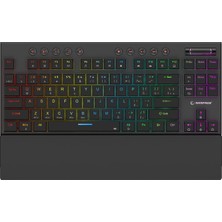 Aesco Rampage Beru Siyah 2.4g + Bt Wireless Rgb Red Swıtch Mekanik Gaming Oyuncu Klavye Slim Low Profile Tkl