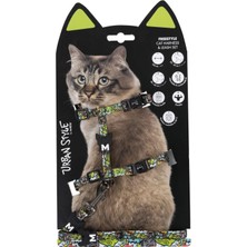 Aesco M-Pets Urban Style Freestyle Multicolor Kedi Göğüs Tasması Set