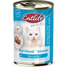 Aesco Catlife CLF18 Yaş Kedi Maması, Somonlu, Konserve, Yetişkin, Kısırlaştırılmış, 400 G