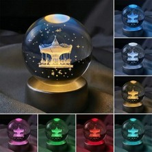Aesco Senon Atlı Karınca Kristal Cam Küre Renk Değiştiren LED Işıklı Gece Lambası Dekoratif Hediyelik