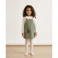 Kiraz Detaylı Kadife Kız Jilet Set – Yeşil – Rose
