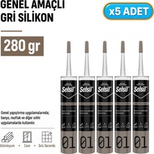 Selsil Arge Toptan Genel Amaçlı Gri Silikon 280 gr 5 Adet