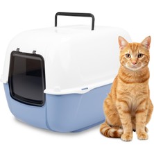 Aesco Ferplast Prima Azzurra Kapalı Kedi Tuvaleti 39.5 x 52.5 x 38 Cm, Mavi, Standard