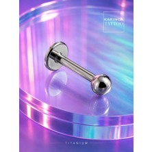 Aesco Titanyum Piercing Labret Tragus Flat Conch Dudak Nostril, Titanyum, 6 mm