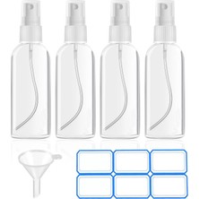 Aesco Dtdnzkn 4 Paket 2 Oz (50 Ml) Mini Sprey Şişeleri Şeffaf Seyahat Boyu Sprey Şişeleri Huniler ve Etiketler ile Sızdırmaz