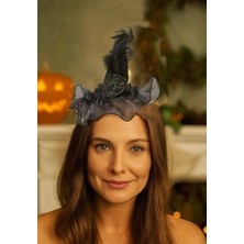 Aesco Şapkalı Tüylü Taç Haloween Cadılar Bayramı Tacı