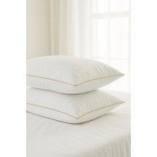 Aesco Formeya 2 Adet Gold Detaylı Gold Rengi Biyeli Nanojel Yastık 1100 Gram 50X70 Cm, Lüks Otel Yastığı