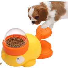Aesco Busstier Interaktif Kedi Köpek Mama Oyuncağı, Ördek Şeklinde Pedallı Ödül Maması Fırlatıcı, Zeka Geliştirici Yavaş Beslenme Aparatı, Evcil Hayvan Stres Azaltıcı Egzersiz Oyuncağı (Turuncu)
