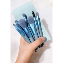 Aesco 8 Parça Deri Makyaj Fırçası Seti Fondöten Far Pudra Eyeliner Fırça Set CIN828MV