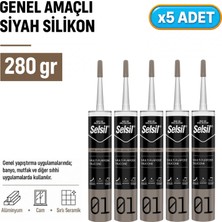 Selsil Arge Toptan Genel Amaçlı Siyah Silikon 280 gr 5 Adet