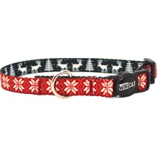Aesco Wikipet Rudolph Red Kedi Boyun Tasması, Boğulma Önleyici Kilitli, Zil Hediyeli (Bordo, Kar Taneli)