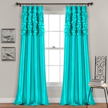Aesco Lush Decor Circle Dream Pencere Perdesi Panel Çifti, 241 cm U x 137 cm G, Turkuaz