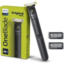 Aesco Philips Oneblade QP1424/10 Kırpma, Kenar ve Tıraş, 2 x Tıklamalı Anız Tarağı (1, 3 Mm), Şarj Edilebilir, Islak ve Kuru Kullanım - Uluslararası Garanti