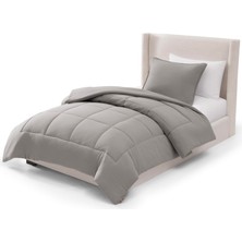 Aesco Ugg 32544 Devon Twin-Twin Xl 2 Parça Yorgan Seti Ultra Yumuşak Lüks Yatak Yorgan ve Iki Yastık Shames Rahat Rahat Tersinir Makinede Yıkanabilir Otel Tarzı Yatak Takımı, Ikiz, Conta Gri