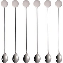 Aesco 6 Adet 304 Çelik 21 cm Kokteyl Kahve Latte Karıştırma Barmen Kaşığı CIN764BY-6
