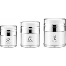 Aesco Sellhubx Airless Vakumlu Krem Kavanozu 3'lü Set (15 ml + 30 ml + 50 Ml) - Havasız Pompalı Yeniden Doldurulabilir Kozmetik Krem Kutusu, Seyahat Boy Serum, Losyon, Fondöten ve Bb Cream Saklama Kabı