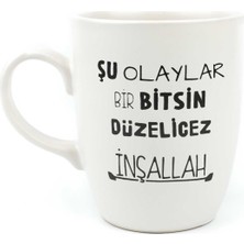 Aesco Palto Tasarım Şu Olaylar Bir Bitsin Düzelicez Inşallah Krem Oval Kupa - Hediye Seramik Kupa