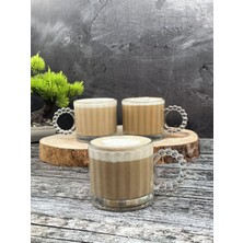 Aesco Yzhome 3 Lü Cam Boncuk Kulplu Bardak Kupa Çay Kahve Meşrubat Bardağı 325ML