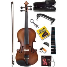 Aesco Midex LMA-644-TYS Profesyonel Ahşap Mat Keman 4/4 Tam Boy (Yastık Yedek Tel Çanta Yay Reçine Metod)