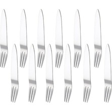 Aesco Çelik 12 Adet 11,5 cm Üç Dişli Meyve Tatlı ve Kek Çatalı CIN745BY-12