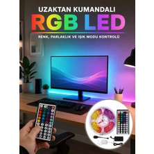 Laraheiser Uzaktan Kumandalı Rgb Şerit LED 5 Metre 12V 5050 Smd Çok Renkli Dekoratif Işık Seti