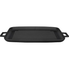 Aesco Lava Döküm Grill Tepsi, Izgara Yüzeyli, Metal Kulplu, 31X42CM