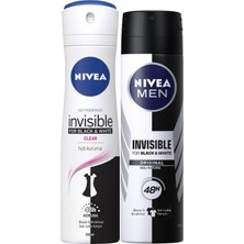 Aesco Nivea Black&white Clear Bayan Deosprey 150 Ml+Black&white Original Erkek Deosprey 150 ml 2'li Paket