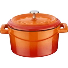 Aesco Lava Metal Döküm Mini Tencere, 10 Cm, 0.35 L Hacim, Turuncu