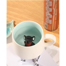 Aesco Mukko Home 3D Porselen Kupa – Sevimli Yavru Fil Figürlü, 350 Ml, Eğlenceli ve Şık Tasarım,mavi Siyah