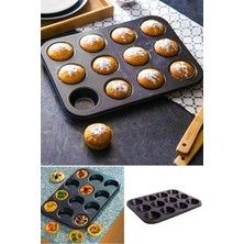 Aesco 5dm-12 Bölmeli Metal Yapışmaz Muffin Kek Kalıbı
