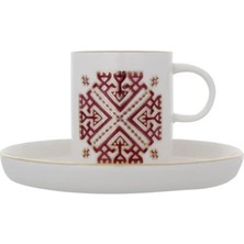 Aesco Porland Arabesque Kahve Takımı, 12 Parça, Desenli