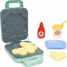 Aesco Vardem Waffle Makinesi Oyuncak Seti, Pilli Işıklı Çocuk Mutfak Oyuncağı, Renk Değiştiren Waffle Aksesuarları, Sos Şişesi ve Içecek Bardaklı Evcilik Oyun Seti, LD-662A
