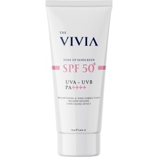 Aesco The Vivia Ton Eşitleyici ve Aydınlatıcı, Leke Karşıtı, Yüksek Koruyucu SPF50+ Pembe Renkli Güneş Kremi, 50 ml