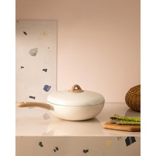 Aesco Madame Coco Manon Wok Tava - Beyaz - 30 cm