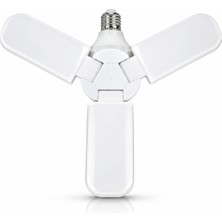 Aesco 45W Katlanabilir 3 Panelli LED Ampul – 4050 Lümen, E27 Duy, Ayarlanabilir Pervane LED Aydınlatma, 6500K Beyaz Işık, Garaj Depo Atölye Için