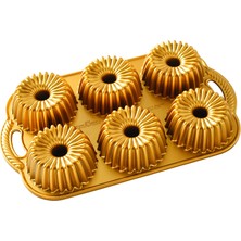 Aesco Nordic Ware Backform Brilliance Bundtlette Pan Alüminyum Altın, 38 cm x 22,2 Cm, Nw 93377