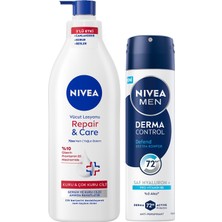 Aesco Men Erkek Sprey Deodorant Derma Control Defend 150ML ve Repair&care Nemlendirici Vücut Losyonu