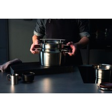Aesco Fissler Phi Collection / Paslanmaz Çelik Tencere Seti, 5 Parça, Cam Kapaklı Tencereler (3 Tencere, 1 Kızartma Tenceresi, 1 Saplı Tencere) – Indüksiyon