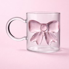 Aesco Meturas Pembe Fiyonklu Cam Bardak, Borosilikat Cam, 350 ml Kapasiteli, Ergonomik Kulplu, Dekoratif Tasarım, 8.5 x 7.5 cm
