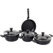 Aesco Taç Pierre Cardin 1500023290 7 Parça Diamond Cook Graniks Tencere Seti, Siyah