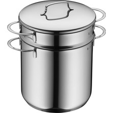 Aesco Wmf Mini Makarna Tenceresi, 18 Cm, 3 L, Metal Kapaklı ve Süzgeç Sepetli, Cromargan® Yüksek Kaliteli Parlak Paslanmaz Çelik, Indüksiyon Uyumlu, Istiflenebilir