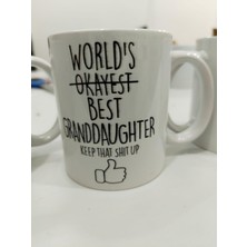 Aesco World's Best Granddaughter Kupa - En Iyi Torun Komik Seramik Bardak Hediyesi 325ML