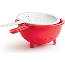 Aesco Tupperware Çift Süzgeç Kırmızı