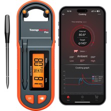 Aesco Thermopro TP971 Tempspike Plus Dünyanın En Ince Kablosuz Et Termometresi, 183M Menzilli Bluetooth Akıllı Gıda Isı Ölçer