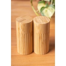 Aesco Meturas Doğal Bambu Tuzluk ve Biberlik Seti, 2'li, 5 x 11 cm