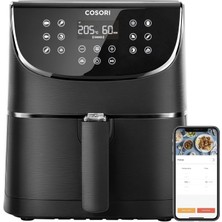 Aesco Cosorı Akıllı Wifi Sıcak Hava Fritözü 5.5 Litre Air Fryer Xxl, Kare ve Çıkarılabilir Basket, 13 Fonksiyon, 100'DEN Fazla Tarif ve 11 Ön Ayar, Bulaşık Makinesinde Yıkanabilir, Siyah